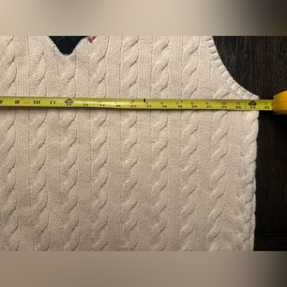 Polo by Ralph Lauren “Polo Tennis” Men's Cream Cable Knit Sweater Vest - Picture 2 of 3